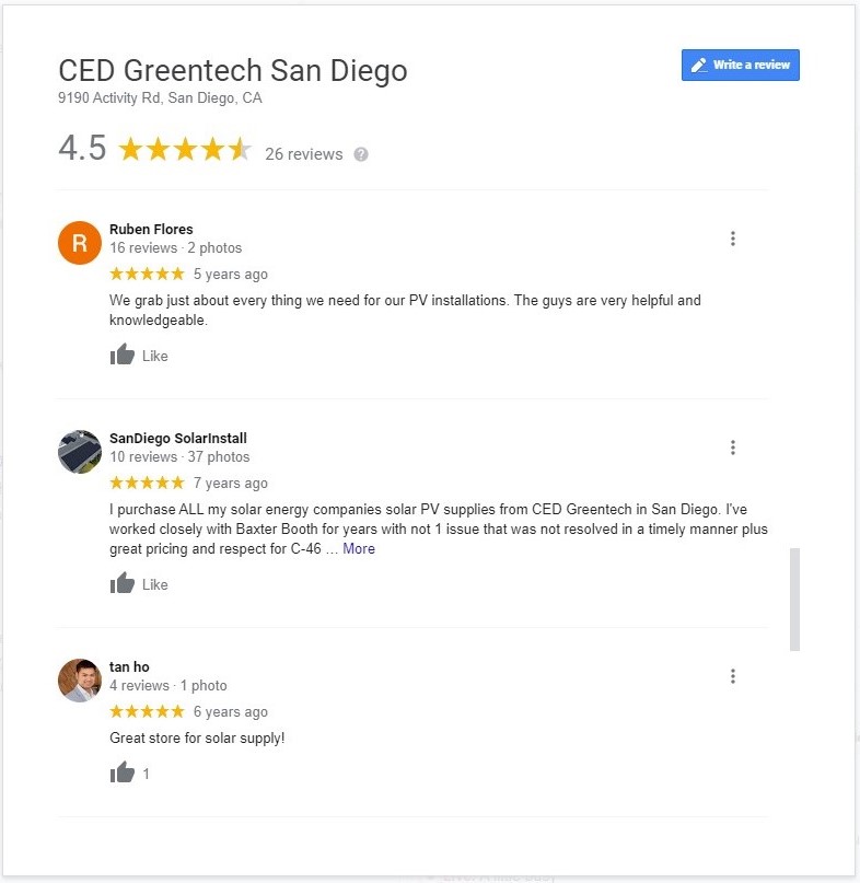 San Diego Google Review