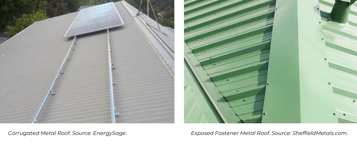 Corrugated Metal Roof + Exposed Fastener Metal Roof Comparison Image