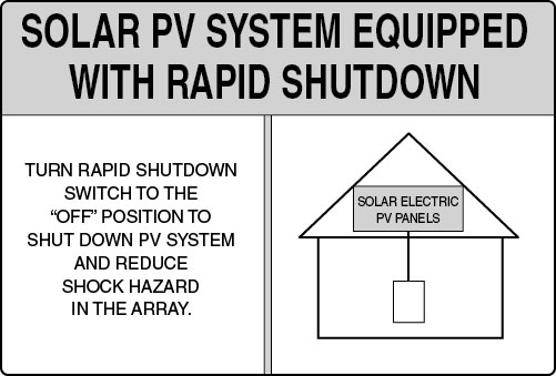 Solar PV System Rapid Shutdown Sample Label