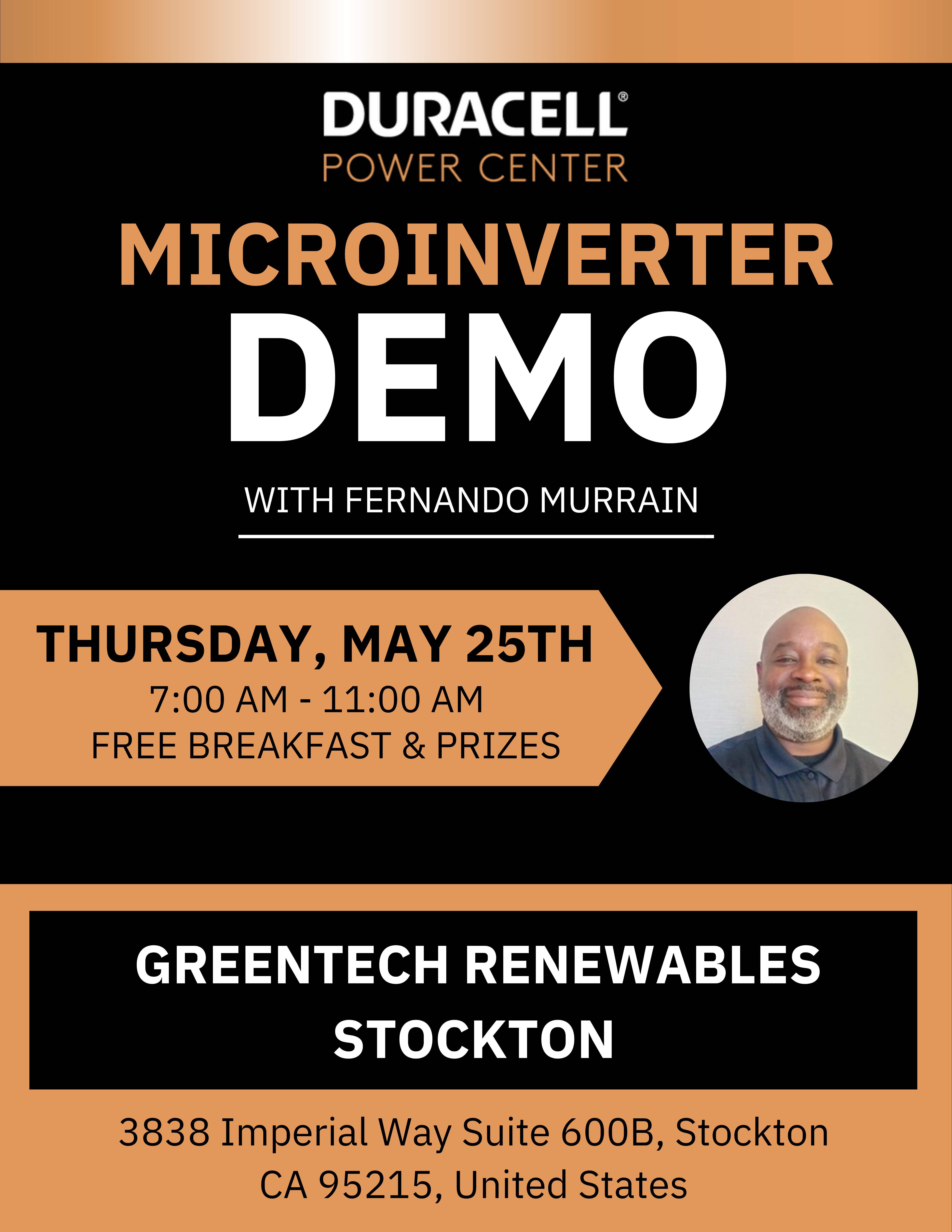 Greentech Renewables Stockton and Duracell Counter Day Flyer