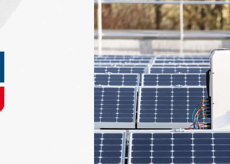 SMA Sunny boy inverter surrounded by solar panels 