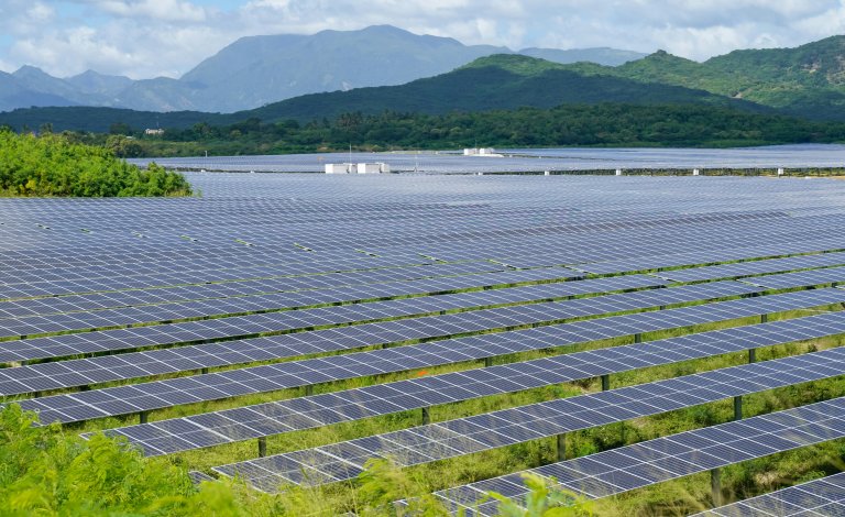 Solar panels in the mountains