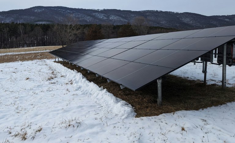 Solar panel in the snow