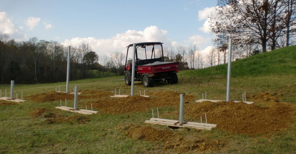 Mounting the 3 inch pipes on the ground